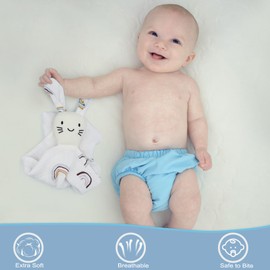 FenFang Baby Cuddle Blanket, Muslin Cuddle Blanket, Soft, Cuddly Toy, Comforter, Baby Toy, Gift, Girls, Boys, Toddlers, Newborn from 0 Months (White Rabbit)