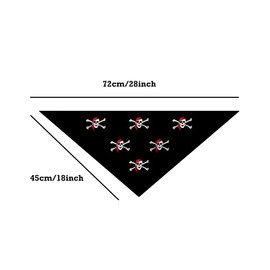 Pirate Black Bandanas for Large and Medium Pets,12×27inch Jolly Roger Dog Velvet Banada,Scarf Bibs Puppy for Cat Pet