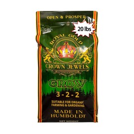 Royal Gold Crown Jewels Organic Grow 3-2-2 Dry Soluble Fertilizer, 20 lbs - Best for Improving Soil Before Planting, Encouraging Vigorous Growth and Plant Feeding