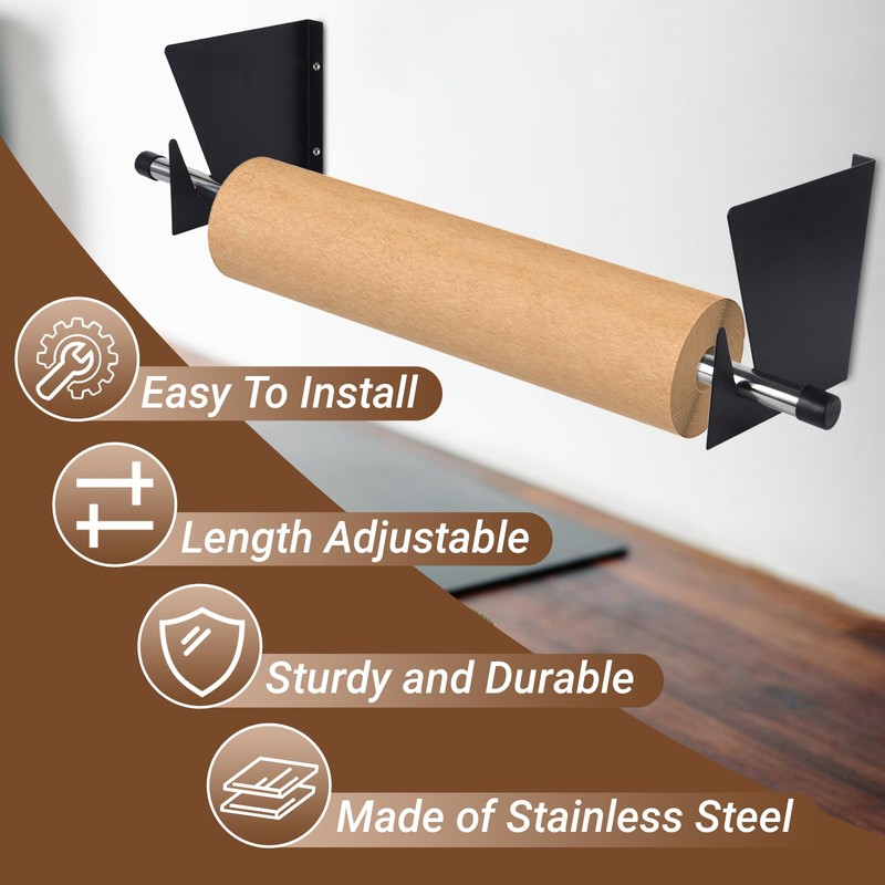 60 in Vinyl Roll Holder, Wrapping Paper Roll Holder, Adjustable