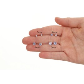 Solid 14K Gold Round Solitaire Simulated-Birthstone Minimalist Stud Earring with Comfort Screw Backing (5mm, 06-June)