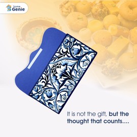 Home Genie Money Gifting Envelopes, Decorative Shagun Lifafa, Premium Money Envelopes with Blue Mediterranean Tile Print, For Weddings, Rakhi, Diwali, Engagements, Baby Showers - Pack of 5