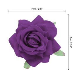 MECCANIXITY 6 Pcs Rose Flower Hair Clips 3 Inch Flower Hair Pins Flower Brooch for Women Hair Accessories Dark Purple