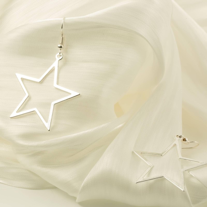 Simple Star Earrings for Women, Hollow Star Dangle Drop Earrings