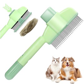 XANGNIER Flea Comb for Cats & Dogs, Pet Hair Removal Comb One-Click Self-Cleaning Grooming Brush, De-Shedding Comb for Short & Long Hair, Pet Grooming Supplies for Cats & Dogs