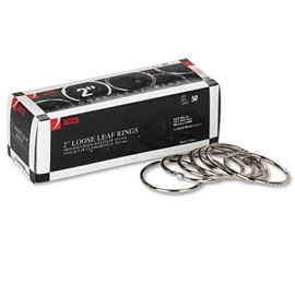 ACCO Loose Leaf Binder Rings, 2", Silver, 50 Rings/Box (72205) 1 Box 2"