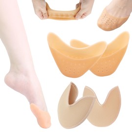 2 Pairs Toe Pads for Pointe Shoes - Cotton Pointe Shoe Ballet Dance Toe Pads & Silicone Gel Pads Pointe Shoes Protectors for Foot Metatarsal Protection, Breathable & Washable