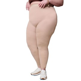 Zeta Wear Compression Stockings Plus Size Tights Pantyhose for Women - High Waist Graduated Medical Support Hose Leggings - Beige, 4XL