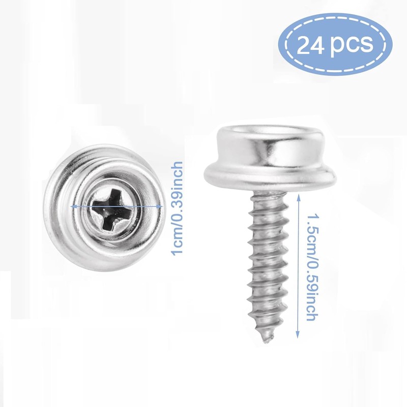 KPPTYTY Stainless Steel Marine Grade Boat Snaps, 24pcs, 3/8" Socket,
