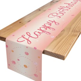 Table Runner Birthday Rose Gold, Tablecloth Birthday with Rose Gold Confetti, Happy Birthday Table Runner for Birthday, Table Decoration Birthday for Boys Girls Party Birthday Decoration, 180 x 35 cm