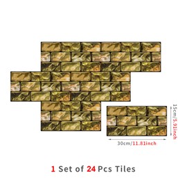 TUOKING 24-Pack Peel and Stick Wall Tiles Waterproof PVC Backsplash for Kitchen 11.8”x5.9”Subway Tile Self-Adhesive Removable Stick on Bathroom