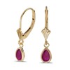 14k Yellow Gold Pear Ruby Bezel Lever-back Earrings