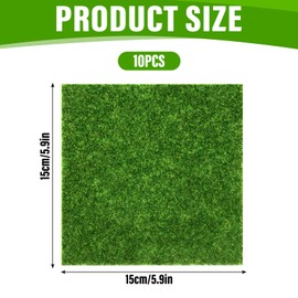 Pack of 10 Artificial Grass Miniature Garden, 15 x 15 cm Artificial Grass for Crafts, Artificial Grass Small Decoration, Artificial Lawn Miniature Garden Decoration for DIY, Miniature Garden, Micro