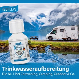 Pure & Safe *without* Chlorine Water Purifier Drinking Water - Inactivates Germs, Viruses, Bacteria | Motorhome, Caravan, Camping, Outdoor, Emergency Supply, Emergency, Survival, Travel | 100 ml for