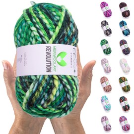 MeriWoolArt Merino Wolle zum Stricken – 75 m Mehrfarbige Dicke Weiche Merinowolle zum Stricken für Pullover Jacken – XXL Handstrickwolle – Voluminöse DIY Wolle für Schals Decken Tücher Geschenke