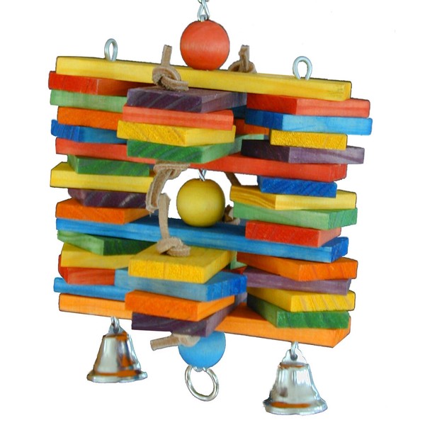 SUPERBIRD Creations SB399 Chewable Woodpile Bird Toy with Colorful Wooden