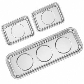 IJRPLM 3 Pcs Magnetic Trays, Stainless Steel Rectangle Tool Tray, 2 Size