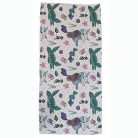 Extra Large Cute Sea Turtle Mermaid White Beach Towels for Adult Girls, Big Oversized Thick Microfiber Terry Cloth Sandproof Quick Dry 30 x 60