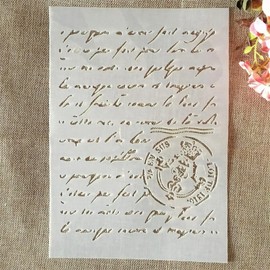 TIAMECH A4 Reusable Script Stamp Stencil for Painting - Vintage Paragraph Letters Layering Template, DIY Wall Art, Wood Furniture, Scrapbook & Crafts (8.3x11.7inch)