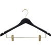 Premium Curved Wooden Skirt Hangers 12 Pack, Solid Wood Pant