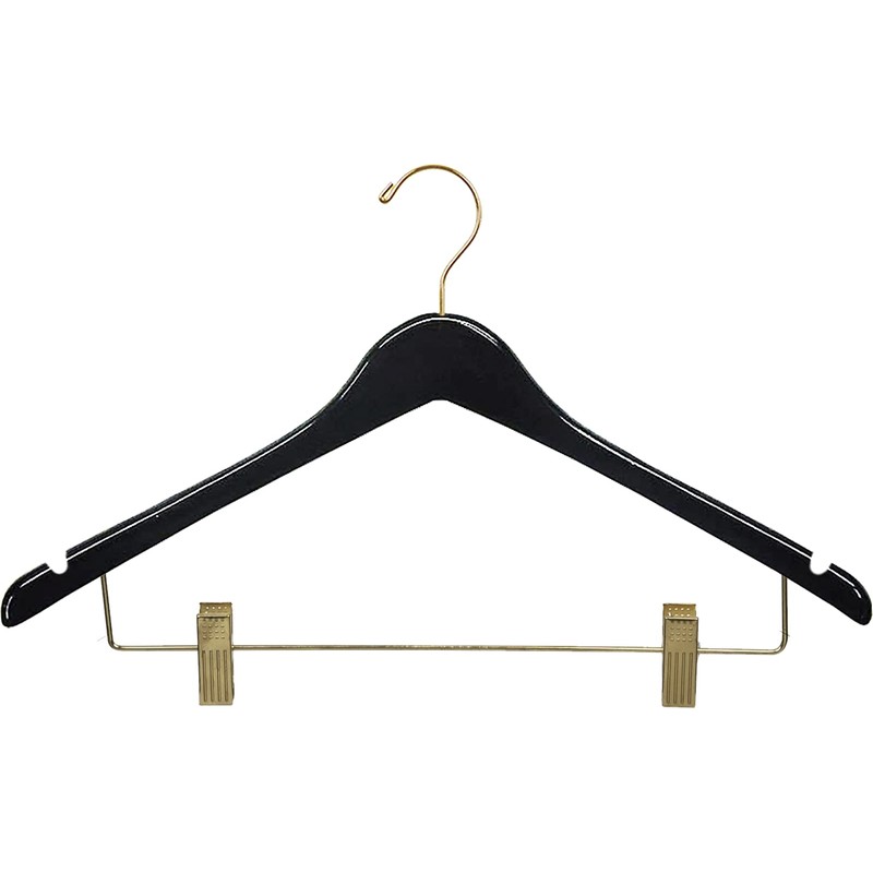 Premium Curved Wooden Skirt Hangers 12 Pack, Solid Wood Pant
