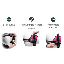 Industrial Puppy Service Dog Vest with Hook and Loop Straps and Detachable Backpacks - Harnesses in 7 Sizes from XXS to XXL - Service Dog Harness Features Reflective Patch and Comfortable Mesh Design