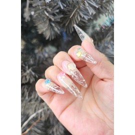  0918 Summer Rain Nail Nail Queen Handmade Nail Tips ✨ - Short Ballerina /  0918여름비네일네일퀸 수제네일팁 ✨ - 숏발레리나