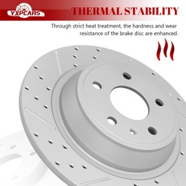 YXPCARS Ceramic Rear Brakes Pad and Rotors Drilled Slotted Solid Replacement Disc Brake Kits for Lincoln Mkz 2013-2016 Hybrid, Ford Fusion 2013 2014 2015 2016 2017 2018 2019 2020 Except Energi