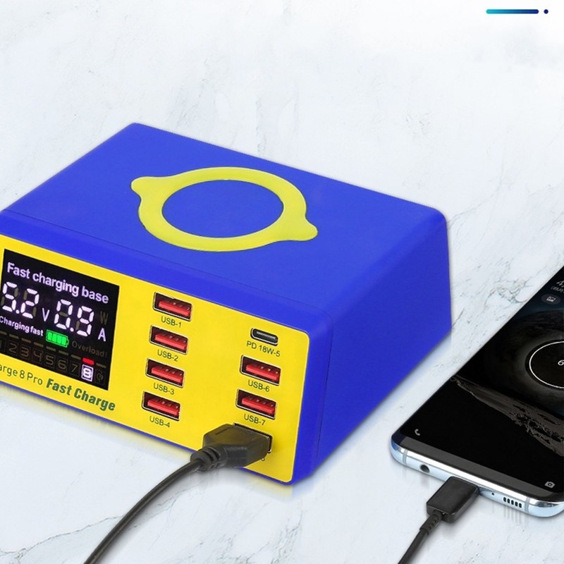 100w USB Charging Station with QC3.0 PD Fast Charging Interface