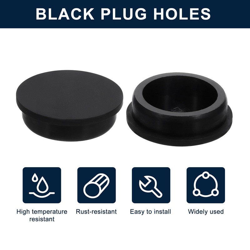 sourcing map 2 Pcs Black Plug Holes, Waterproof Rubber Button