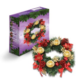 Elite Holiday Products Christmas Advent Wreath -Red Berry Advent Season Centerpiece D茅cor - Advent Candle and X-mas Candles Decorations - Advent Calendar Season Decoration