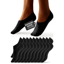 HELDENWERK 10 Pairs of Socks for Men and Women - Invisible Trainer Socks Breathable & Comfortable - Socks in Black, White, Grey, 10 x black.