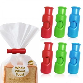6 PCS Food Clips Bag Sealing Clip, Food Bag Clips for Food Storage Kitchen Essentials, Home Press-to-Close Design Three Colors Kitchen Clip for Bags Used for Storage Foods Snack and Bread