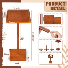 Marsui Square Side Table Small Drink Pedestal Wood End Table Cocktail Coffee Desk for Living Room Small Spaces Bedroom Sofa Corners and Office(Brown)