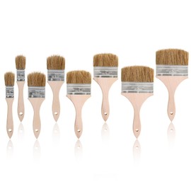 ETERNA 8Pack Household Chip Paint Brush 1inch 2inch 3inch 4inch Natural Bristles Wooden Handle Flat Brushes Set for Painting, Glue, Oil, Acrylic, Stain