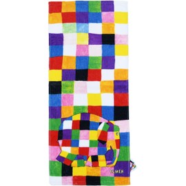 Marushin 5565000300 Elmer the Elephant Face Towel, Elmer and the Bear, 13.4 x 31.5 inches (34 x 80 cm)