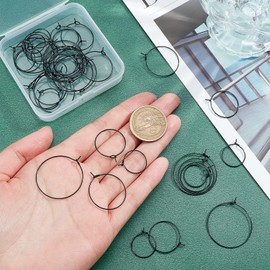 UNICRAFTALE 40pcs 4 Sizes Round Hoop Earrings Wire Beading Hoop Rings Ear Wines Hoops Open Earring Beading Hoop for DIY Jewelry Making 16/21/25/30mm