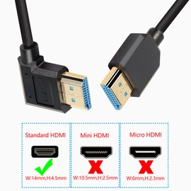 PNGKNYOCN 8K HDMI 2.1 Short Cable,1FT/0.3M 90 Degree Ultra High Speed HDMI Cable Left Bend HDMI Male to Male Cable Support 8K@60Hz,Dynamic HDR,HDCP 2.2&2.3, eARC