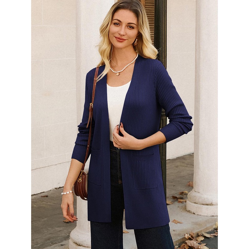 GRACE KARIN Essential Solid Open Front Long Cardigan Knitted Sweaters