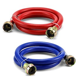 4FT Washer Hoses for Washing Machine Flexible Burst-proof Rubber Hot and Cold Water hoses 3/4inch Washer Inlet Hoses