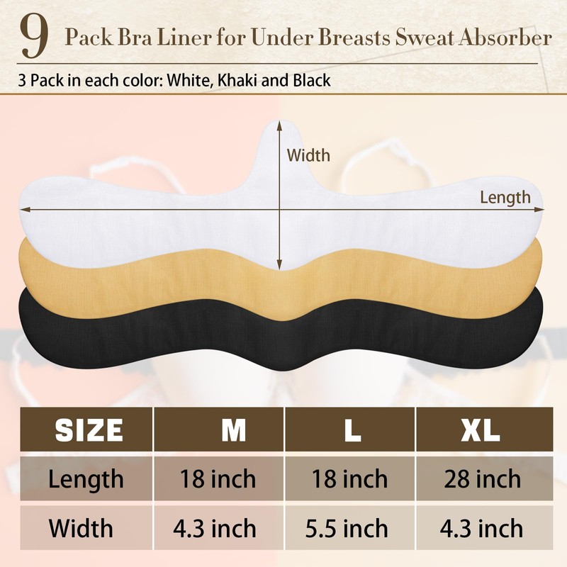 Boyiee 9 Pcs Cotton Bra Liners for Sweat Rash Liners