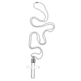 Ipetboom Cremation Necklace for Ashes Openable Glass Vial Pendant Chain Memorial Cross Necklace for Loved Ones Elegant and Durable Accessory