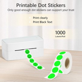 YOULAISHI 3/4 Inch Circle Dot Stickers 1000 PCS Color Coding Thermal Labels Dots Writable Printable Small Round Stickers for Office, Classroom, Inventory Organizing Storage, Fluorescent Green