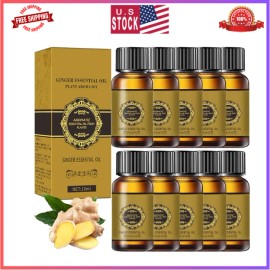 ANKOOY 10 Pack Belly Drainage Ginger Oil, Ginger Oil Lymphatic Drainage Massage Oil,...
