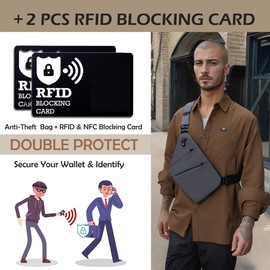 ibalulu Anti Theft Crossbody Bags for Women Men, Multi-Pocket Shoulder Bag, Slim Sling Purse with 2 RFID Blocking Card (Right Shoulder-Viola)