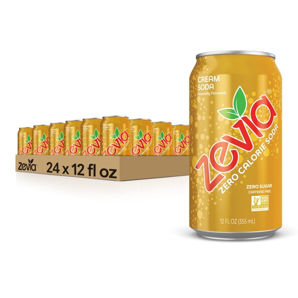 Zevia Zero Calorie Cream Soda, 12 Fl Oz (Pack of 24)