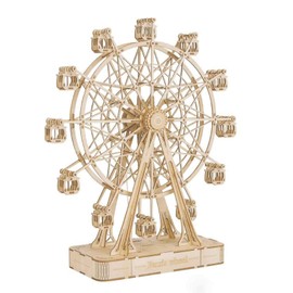 Robotime DIY Ferris Wheel Wooden Puzzle 3D with Music Kits Wooden Model Kit Puzzle Mechanical Model Making Craft Set Puzzle Games Kit for Adults and Children