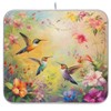 Vivid Pattern Extra Large Kitchen Dish Drying Mat, Beautiful Hummingbirds