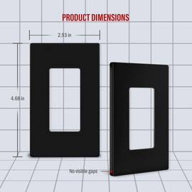 ENERLITES Screwless Decorator Wall Plate Child Safe Outlet Cover, Glossy, Size 1-Gang 4.68" H x 2.93" L, Unbreakable Polycarbonate Thermoplastic, SI8831-BK-10PCS, Black (10 Pack)