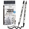 TRANSON 8 Pack Black Bold and Fine Dual-tip Acrylic Paint